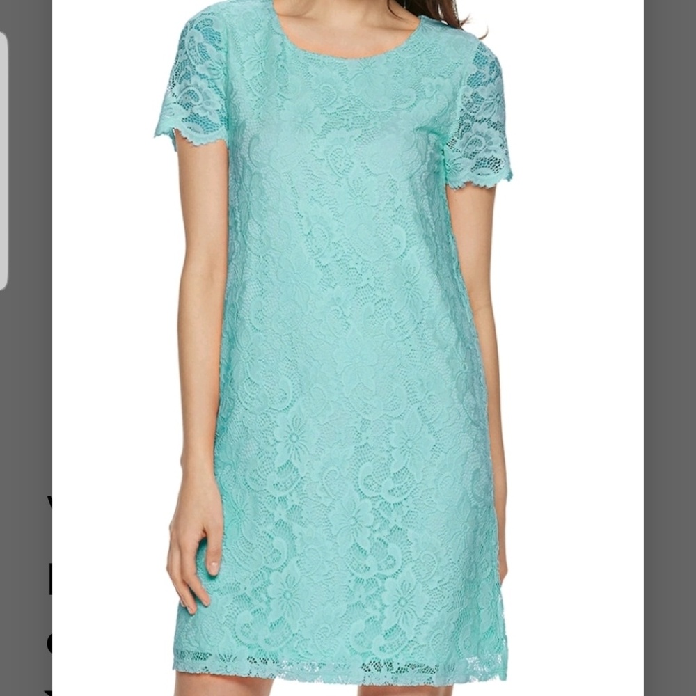 This is a turquoise lace dress!